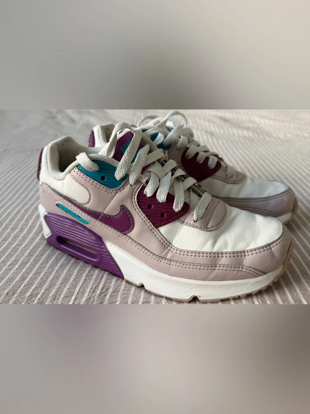Nike Air Max White, Purple and Teal, 4Y